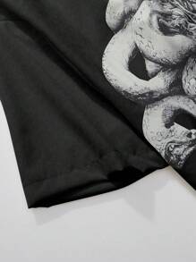 Chemise ample à manches courtes d'été pour hommes avec imprimé graphique décontracté