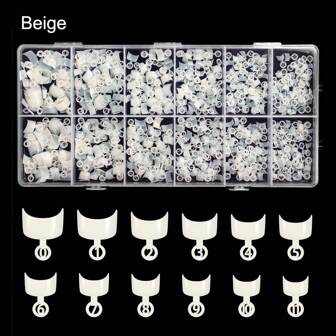 600Pcs Short French Style False Nails Half Cover Nails Tips,White Clear Beige Short Acrylic Extension Finger Nail 12 Sizes With Box Press On Nails Nail Supplies Nails