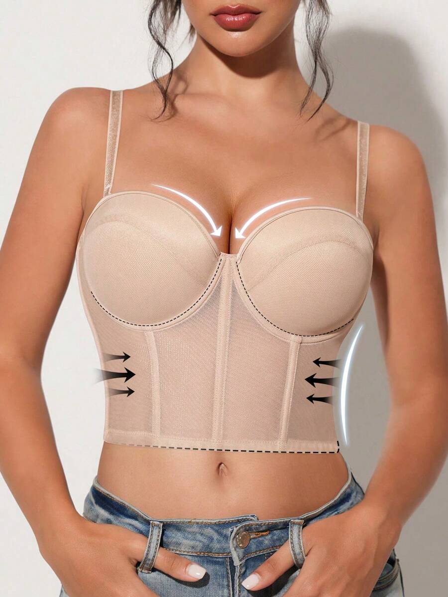 蜜桃女孩米色性感无钢圈聚拢文胸，适合小胸女性