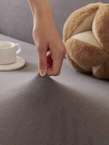 1pc Autumn/Winter Plush Thick Suede-Like Elastic Waterproof Sofa Slipcover, Fabric Anti-Slip Full-Wrapped Sofa Cushion Cover, Machine Washable Dust-Proof Sofa Protector Blanket, Suitable For Bedroom, Office, Living Room