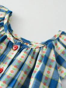 2 件套女童甜美刺绣无袖上衣和短裤套装，夏季