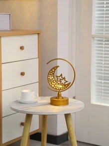 1 pieza de arte de hierro de estilo primaveral con estrella y luna, decoración de luz de noche. Es un elemento decorativo de sobremesa que puede crear una atmósfera maravillosa y es adecuado para lugares como dormitorios, salas de estar, estudios, comedores, etc. También es una excelente opción para regalos.