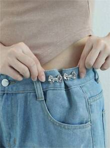 Adjustable Waistband Buckle Waist Sewing-Free Detachable Jeans Waist Stretch Big Change Small Metal Extender Button,Cute Butterfly Shaped Waist Tightener Buckle Pants Pins For Jeans, Skirts, Pants, Collar Buttons Brooch Pins For Women And Men, Metal Durable, Fashion And Detachable Pants Clip, Bag Accessories For Girl, Student And Gift For Mom And Friends Back To School