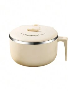 1pc 1300ml/44.41oz Stainless Steel Instant Noodle Bowl With Lid, Dorm Student Ramen Cup, Sealed Portable Noodle Strainer Bowl, Kitchen Portable Tableware,School Supplies