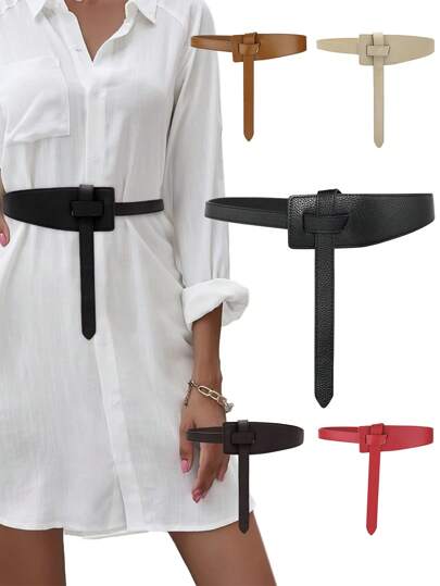 1 Peça Cinto Feminino Estilo Laço em Couro PU Puro, Cinto para Vestido, Denim, Macacão, Jaqueta, Cinto de Laço da Moda, Tamanhos Pequeno, Médio e Grande, Verão, Escola, Outono, Halloween