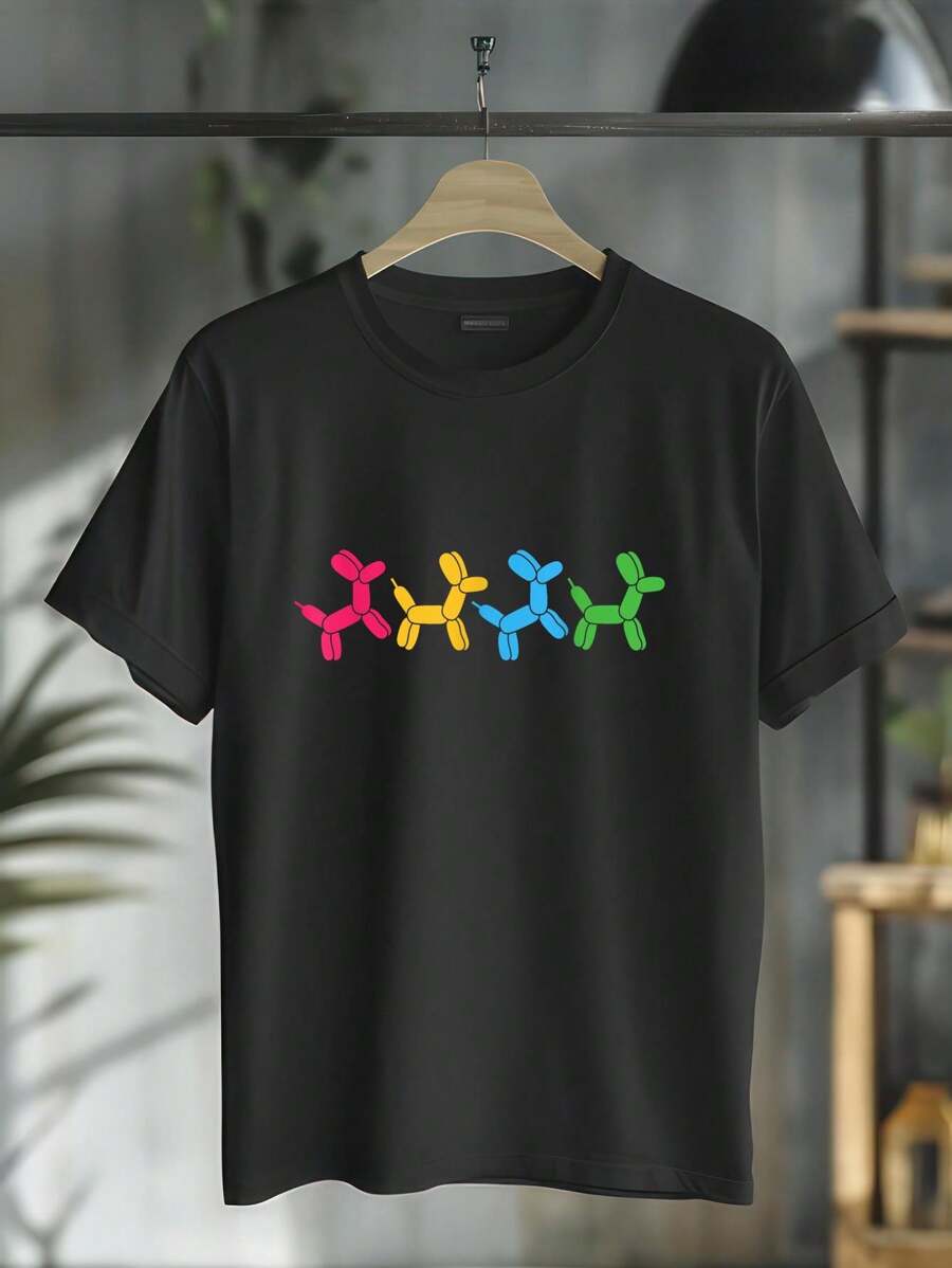 Balloon Animal Twister Party Balloon Artist T-Shirt Round Neck Short Sleeve T-Shirt Women's Men's Graphic Tee Casual Tops