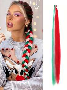 Synthetic Giant Braided Hair Ombre Color Big Braid One-Piece Diy26-Inch Extended Giant Gradient Big Braid High-Temperature Heat-Resistant Fiber Braid Is Suitable For Halloween, Christmas, Parties, New Year, Role-Playing. - Multicolor - View 11