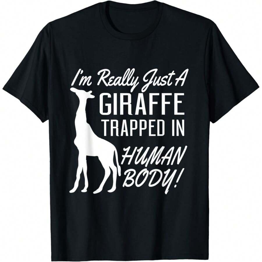 Giraffe Lover Funny - I'm Really Just A Giraffe T-Shirt - Black - View 1