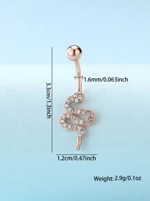 1 pieza Anillo de ombligo de acero inoxidable con zirconia con forma de serpiente sexy y de moda, joyería para el piercing del ombligo de mujeres