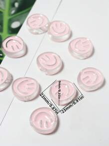 Set de 5 cuentas acrílicas transparentes de 21*22mm con diseños de caritas felices y huellas de gato para hacer DIY como diademas, pulseras, collares, correas para teléfono, llaveros y accesorios para el cabello - Multicolor - Ver 2