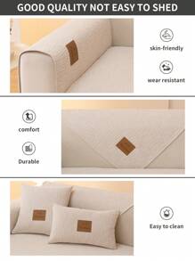 1pc Spill-Resistant Chenille Striped Sofa Cover, 1/2/3/4 Seat Sofa Cushion Cover, Armrest Backrest Protector, Non-Slip For All Seasons - White - View 5
