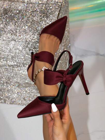 Women's New Burgundy Elegant Pointed Toe High Heels, Party First Choice, Spring/Summer/Autumn, High-Heel French Pointed Toe Sandals,Elegant,Women Pumps,Elegant