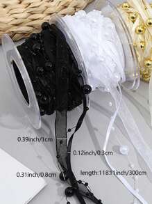 3米手工珍珠串珠緞帶,用於束花禮物包裝,diy蛋糕和禮盒裝飾,不含塑料卷心餅乾 - 粉色 - 查看 3