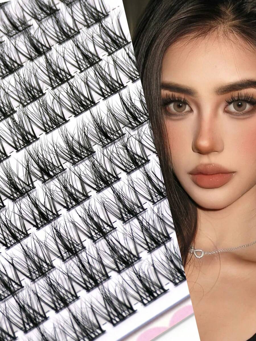 Dolly Lashes 100 piezas de pestañas postizas de mink artificial, efecto 3D natural, fácil de aplicar en los ojos, reutilizables, que dan un efecto instantáneo de ojos talla grande grandes, diseño segmentado para varias opciones de bricolaje, de 9-12mm para que puedas crear un par de ojos grandes personalizados - C - Ver 1