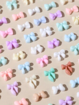 20 件混合设计 3D 蝴蝶结美甲装饰，个性化创意 DIY 配件用品，多色