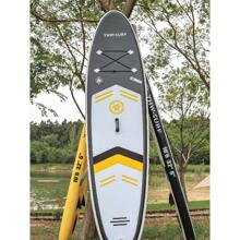 YHW-SURF 1 Set Inflatable Stand Up Paddleboard For Men & Women, Black PVC Paddle Board With Full Accessories Including Hand Pump, Detachable Paddle, Ankle Leash, Backpack, Removable Fin And Repair Kit