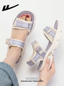 1 双 WARRIOR 女士休闲运动凉鞋，钩环设计厚底增高低帮户外平底鞋，夏季休闲鞋，女士经典厚底运动鞋，复古细节，舒适时尚