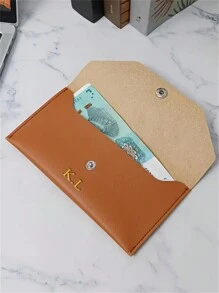 [Aangepast] Gepersonaliseerde PU Kunstleren Geld Envelop Portemonnee, Herbruikbare Geld Envelop Portemonnee Voor Geldverdeling, Minimalistische Effen Kleur Lange Portemonnee, Modieuze Casual Portemonnee, PU Kunstleren Multifunctionele Kaarthouder, Kaarthoes Envelop Kaarthouder, Geschikt Voor Zowel Mannen Als Vrouwen