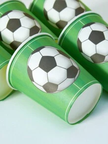 10/25 Stück Einweg-Papierbechermit grünem Fußball-Design, Fußballthemen-Papierbecher, für kalte Getränke und Kaffee geeignet, passend für Geburtstagsparty, Familientreffen, Picknick, Partydekorationen