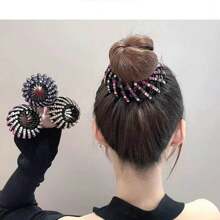 12 Stück/Set, modischer Strass 18-Zahn Bienenwaben Haarklammer, dehnbare Donut-Dutt-Maker Clips für Hochsteckfrisuren, elegantes & minimalistisches Design, Set in mehreren Farben, Haarstyling-Werkzeuge, Haarpflegeprodukte und Accessoires für Friseur-Salon, Reisekoffer-Grundausstattung