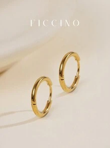 FICCINO FICCINO Classic Plain Hoop Earrings, Titanium Steel Gold Plated Women's Earrings, Simple Daily Wear Jewelry Gift For Valentine's Day Anniversary, Comes With Gift Box,Mom,Mother,Mother's Day,Gift