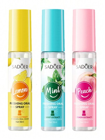 薄荷桃柠檬清新口气喷雾 - 清新口气清洁剂消除口臭喷雾留香便携式清新剂喷雾口气喷雾