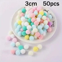 50 pièces/paquet, 1/1,5/2/2,5/3cm Pompons de couleur bonbon, haute élasticité - pour l'artisanat DIY, pompons colorés, cadeaux de fêtes, accessoires de cheveux, vêtements, rideaux, décorations de porte, art textile doux pour la décoration murale de la maison, décorations de fête