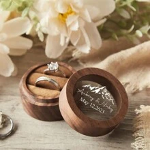 Custom Ring Box,Personalized Wood Ring Box, Round Engagement Ring Box, Double Ring Bearer Box, Wedding Ring Box,Valentine's Day Gift For Her,Multi-Functional,Durable,Ornamental,Reusable,Exquisite,Stylish,High-Quality,Colorful,Modern,Custom,Personalized,Unique Back To School