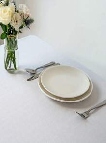 1 pieza Mantel de lino sintético suave, ligero y resistente al agua con textura, múltiples tamaños rectangular lavable decorativo para mesa de comedor, adecuado para bodas, banquetes, interior, exterior y decoración diaria - Blanco - Ver 7