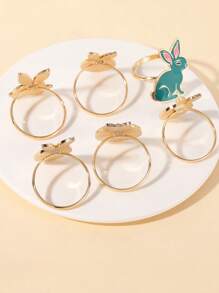 Creative Cute Rabbit Animal Shaped Napkin Ring, Tabletop Decoration