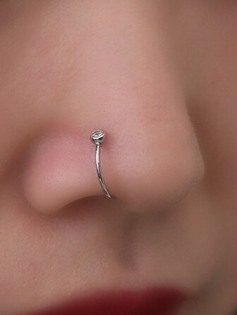 Nooxian 1 件简约微镶嵌锆石几何鼻环，二合一鼻环和夹式鼻饰，适合女性