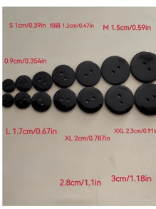 100pcs/Pack Black 2-Hole Resin Buttons, Double-Sided Sewing Buttons, Suitable For Shirts, Home Textiles, Crafts, Clothing And Sewing Accessories - Black - View 3