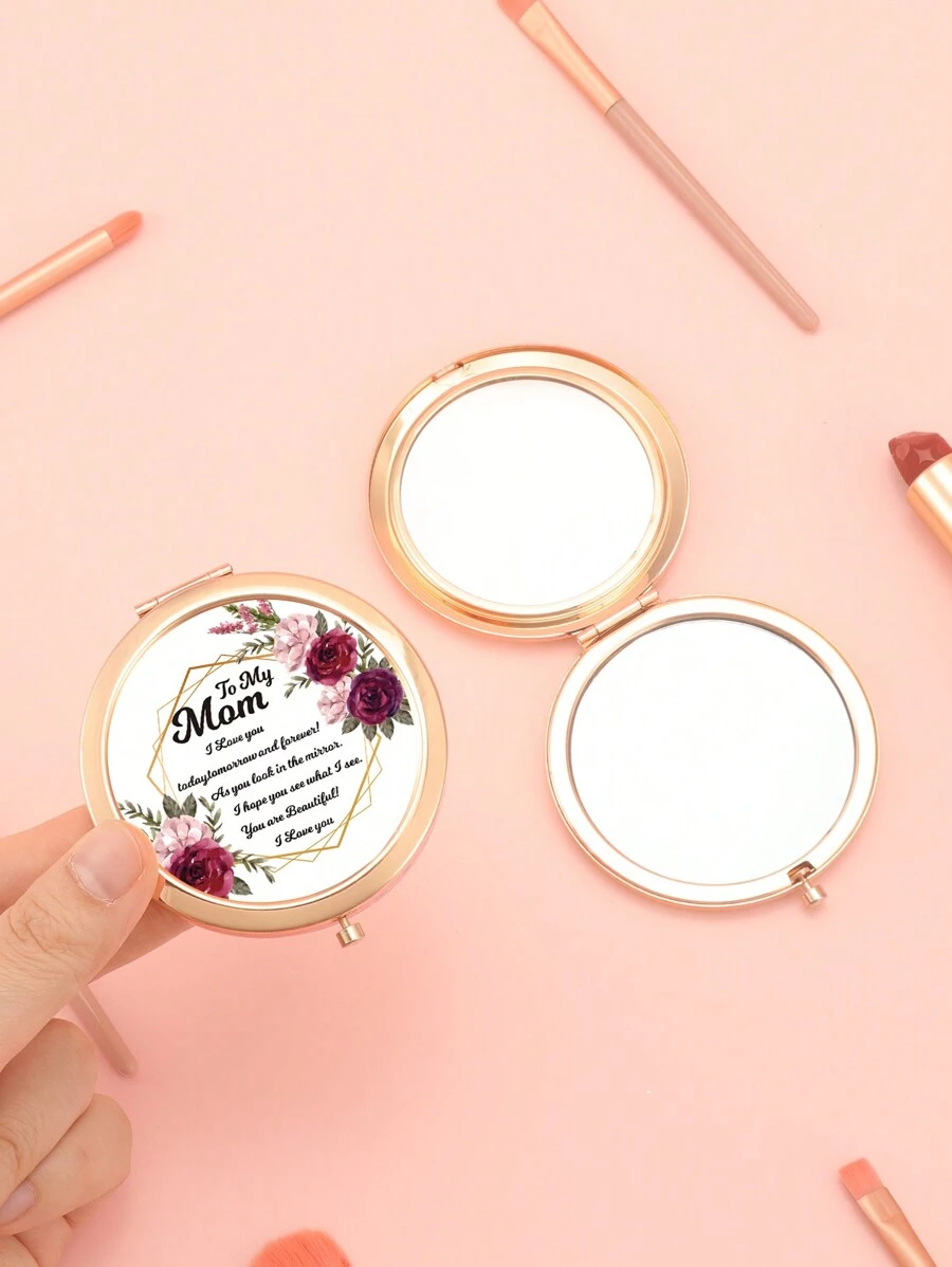 1 مرآة مكياج مزدوجة الوجه باللون الوردي الذهبي، بقطر تقريبي 7 سم، مصنوعة من مواد معدنية فاخرة، مزينة بتصميم دائري وأنماط زهرية أنيقة، تفاصيل فاخرة، وميزة التكبير. مثالية لعيد الأم، أعياد الميلاد، المناسبات، الجمع بين العملية والجمال، مما يجعلها هدية مرآة مكياج محمولة مفكرة
