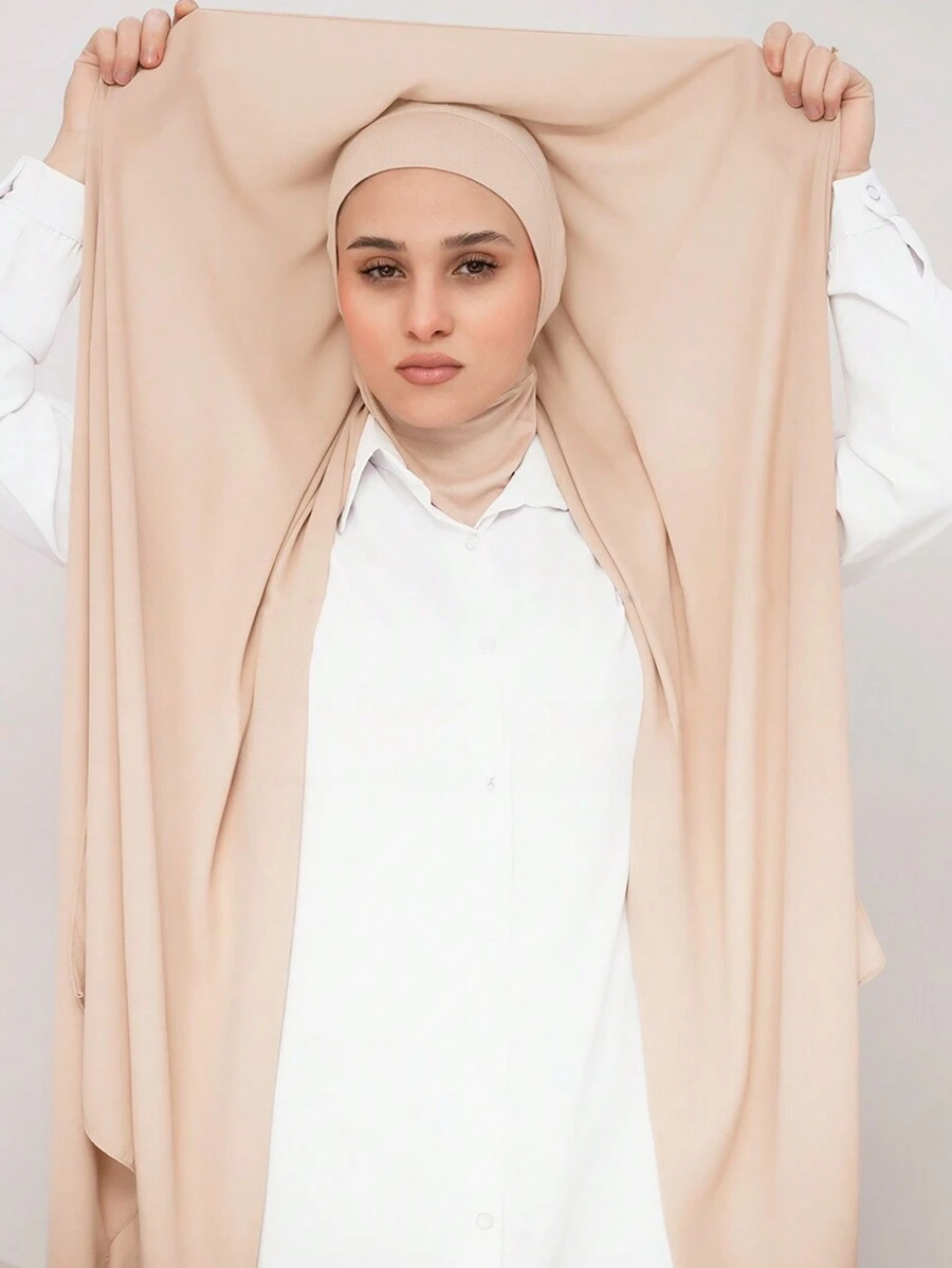 1pc Women Classic Casual Pullover Chiffon Scarf, Solid Color Soft Skin-Friendly Breathable Modal Fabric Infinity Scarf, All-In-One Headscarf Versatile For Daily Wear For Dress