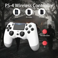 [Upgraded] Wireless Controller For P-S4 Romote Compatible With P-S4/Slim/Pro/Windows PC, Controller For P-S4 With 3.5mm Audio Jack, Touch Pad, Six Axis Motion Control, Charging Cabl - 白色 - 查看 2