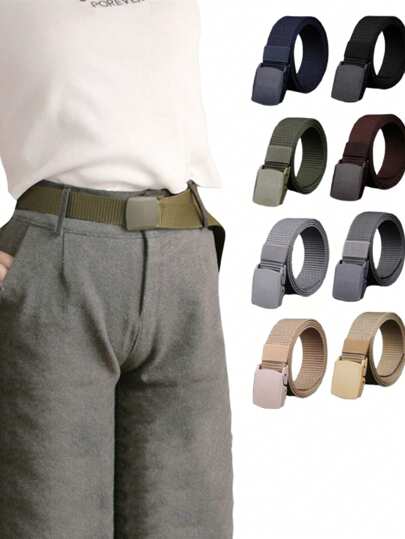 1 pieza Cinturón táctico deportivo para exteriores, cinturón de lona unisex, cinturón de plástico de secado rápido de alta calidad, adecuado para verano, otoño escolar, Halloween y otras ocasiones