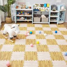 10 piezas, 11,8 pulgadas, Estera de piso tipo madera de alta tenacidad, alfombra de espuma rompecabezas antideslizante, a prueba de humedad y caídas para sala de estar, cocina, dormitorio