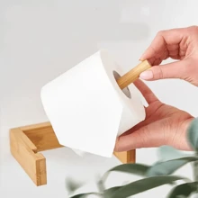 Portarrollos de papel higiénico, estante de pañuelos de bambú, portarrollos de papel higiénico de bambú, soporte de pared para rollo de papel, con tornillos - fácil de instalar y estructura de madera desmontable, perfecto para baño, cocina y talla grande decoración del hogar, organizador de baño, decoración de otoño, regreso a clases