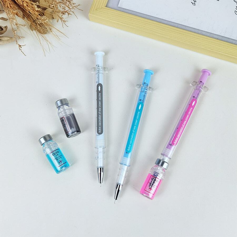 Creative Syringe, Neutral Pen, Simulation To Eliminate Viruses, Injection Syringe Design, Black Signature Pen, Vaccine Pen(Random Color And Style)
