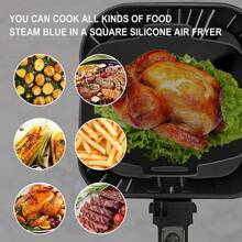 1 pièce Doublure en silicone antiadhésive pour friteuse à air rectangulaire, plateau de cuisson réutilisable, insert de panier pour Foodi Dual Airfryer Pot de remplacement, facile à nettoyer, ustensiles de cuisson, gadgets de cuisine, accessoires de cuisine