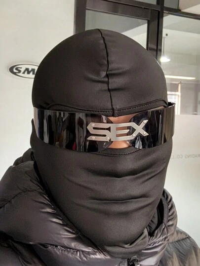 POLASUP 1pc Boy's Letter Cartoon Sci-Fi Y2K Heart Decor Metal Accessory Full Rim Goggles, Fashion Masquerade Party Glasses, Black/Multicolor, Sexy Girls Cyberpunk Monkey King Game Props Hair Accessory, Cosplay Party Glasses For Summer Beach Vacation,Outdoor,Travel