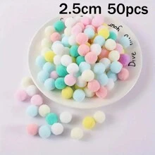 50 pièces/paquet, 1/1,5/2/2,5/3cm Pompons de couleur bonbon, haute élasticité - pour l'artisanat DIY, pompons colorés, cadeaux de fêtes, accessoires de cheveux, vêtements, rideaux, décorations de porte, art textile doux pour la décoration murale de la maison, décorations de fête