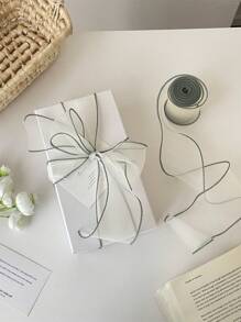 彩色边缘鱼骨纱丝带礼品包装丝带，高品质花卉装订丝带，节日礼品丝带，蝴蝶结，蛋糕花卉装订，DIY蝴蝶结 - 淺灰色 - 查看 10