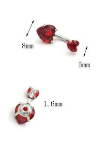 1PC Steel Belly Button Rings Crystal Piercing Navel Heart Style Navel Piercing Earring Belly Piercing Sexy Body Jewelry Ombligo Valentines,Mom,Mother,Mother's Day,Gift - Multicolor - View 17