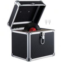 Heavy-Duty 7" Vinyl Record Storage Case - Lockable DJ Flight Carry Case For 50pcs With Durable Design - Black - View 5