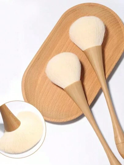 1Pc [Imitation Wood Color] And Peach Pink Color Nail Dusting Brush For Nails Dust Collector Brush Blush Brush Boose Powder Brush Makeup Brush Acrylic Nail Tools Dust Brushes For Nails