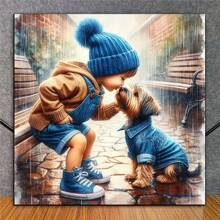 1 件 JOZYSH 艺术钻石画套装 - 友谊与狗图案，亚克力材质，随机钻石，家居和客厅装饰，艺术礼物