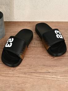 (Parejas) #23 Diseño numérico, pantuflas planas suaves de EVA, antideslizantes, para interiores y exteriores, para hombres y mujeres, cómodas, adecuadas para el hogar, el baño, la playa, uso casual en verano
