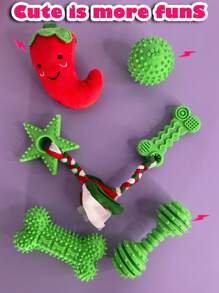 Dog Toys,Puppy Chew Toys, Pink Soft Rubber Puppy Toys, Teeth Cleaning And Dental Care, Fun Bone-Shaped Balls, Rubber Rope, Suitable For Small Freeds Of Cats And Dogs - Red - View 19