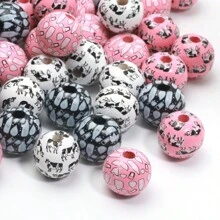 10pcs Cow Printed Beads Wooden Spacer Beads Assorted For Jewelry Making DIY Bracelets & Necklaces - C04130 16mm - View 1